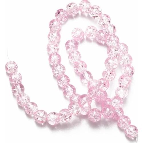 Wholesale Pink Cracked Glass Beads Natural Stone Loose Beads for Jewelry Making 6mm 8mm 10mm Necklace Bracelet Earrings DIY