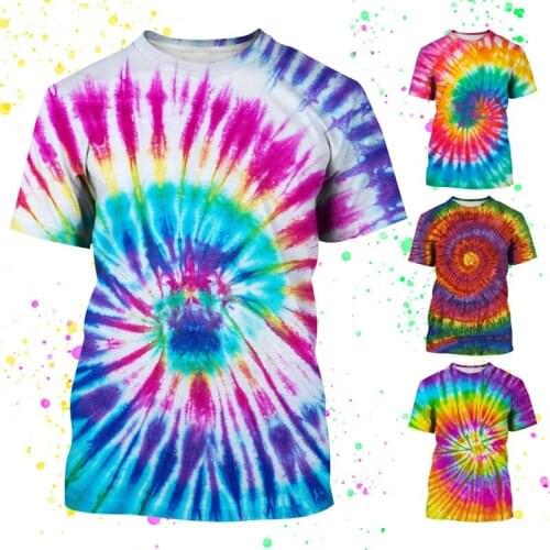 Colorful Tie-dye Pattern Printing 3DT Shirt Mens Unisex Fashion Round Neck T-shirt