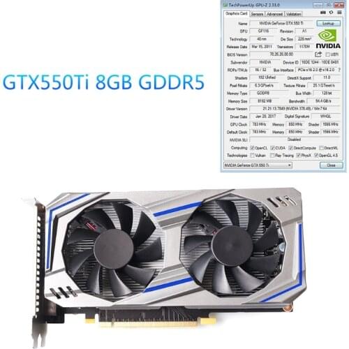 Gaming Graphic Card for NVIDIA GTX 550Ti 8GB GDDR5 192 Bit PCIE 2.0 HDMI-Compatible/VGA/DVI Interface w/ 2 x Cooling Fan