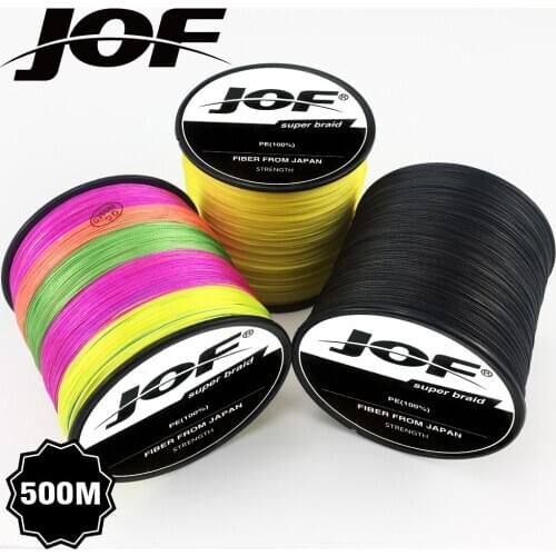 JOF 500M Fishing Line Multicolor PE 8 Strands Carp Braided Fishing Line Saltwater Pesca Super Strong Sea Vissen Cord 2019