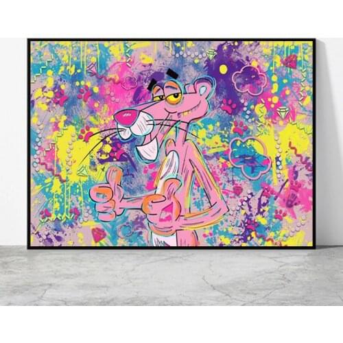 Street Graffiti Art Pink Panther Canvas Painting Poster Prints Pink Panther Wall Art Picture Living Room Home Cuadros Decor