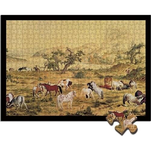 Famous ancient Chinese paintings puzzle 1000 pieces Riverside scene of Qingming Festival QNDW Adornment picture custom wood toys