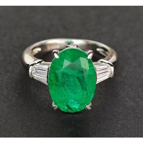 Luxury 100% 925 Silver Rings Fine Jewelry 10ct Oval 10x14MM Emerald Diamond Ring Wedding Bands Party Birthday Gift Wholesale
