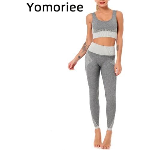 Yoga Set For Women Gym Sport Workout Running Training Sportswear Peach Butt High Waist Butt Lifting Bra & Pants Suit Yomoriee