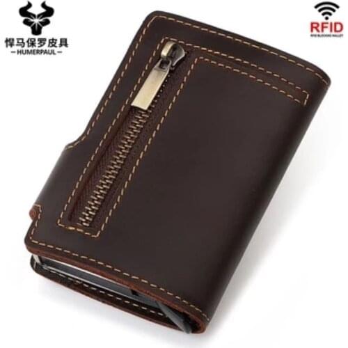 Cow Leather Rfid Genuine Leather Wallets Men Wallet Credit Business Card Holders Vintage Brown Leather Wallet Purses Quality