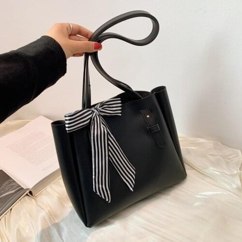 Hot Sale Large Womens Bag Ribbnsdecoration Capacity Big Soft Leather Casual Totes Female Handbags Shoulder Crossbody