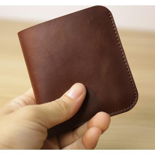 Handmade Crazy Horse Mini Leather Small Wallet Mens Short Ultra-thin Mens Youth Retro Mini Wallet Vertical Trend