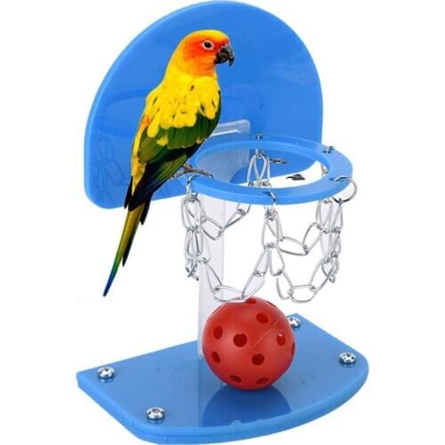 Bird Mini Basketball Stands Hoop Training Educational Desktop Table Toy for Parakeet Budgie Cockatiel Cage Stand (Random Color)