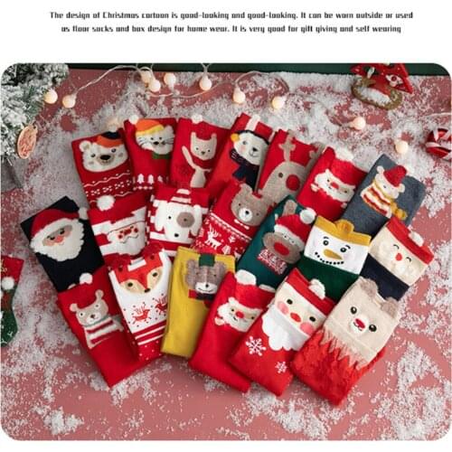 New fashion Harajuku Christmas Cartoon Santa Elk Happy Socks Moose Funny Winter Cotton Female Socks Happy Christm gift for girl