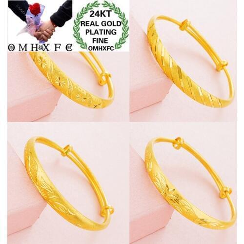 OMHXFC Wholesale BE370 European Fashion Hot Fine Woman Girl Party Birthday Wedding Gift Flower Phoenix 24KT Gold Bracelet Bangle