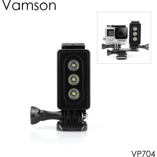 Vamson for Gopro Hero 6 5 4 Diving FlashLight Lamp Underwater Waterproof LED Mount for SJCAM for Xiaomi YI for Eken Camera VP704