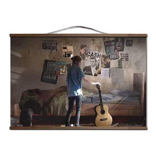 The Last Of Us game Art Canvas poster decoration painting with solid wood hanging scroll