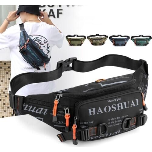 Fashion Letter Waist Bags For Men Casual Nylon Waist Packs Hot Sale Unisex Belt Bag Fanny Pack Travel Storage Chest Bags Leg Bag