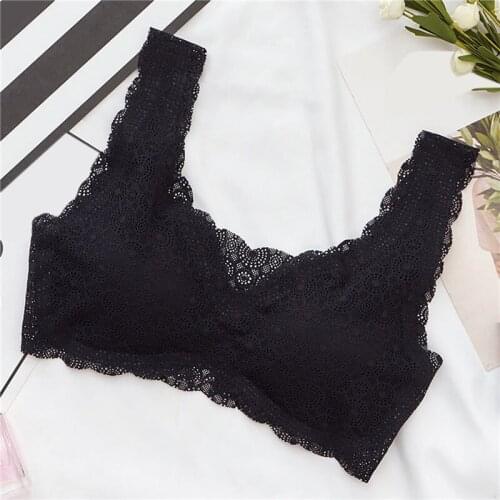 Simple Solid Color Bras Ladies Seamless No Steel Ring Gather Sleep Bra Sports Underwear Sexy Lace Patchwork Bra For Female New