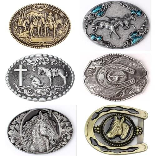 10pcs/lot Horse Series Retro West Cowboy Horse Head Belt Buckle Punk Equestrian Sport Belt Buckle DIY Belt Making Accessory