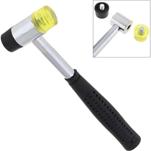 1 Pcs 25 MM Double Sided Soft Rubber Steel Pipe Handle Rubber Mounting Hammer With Interchangeable Head Nylon Leather Furniture