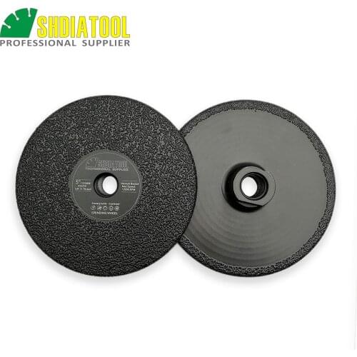 SHDIATOOL 2pcs Dia 125mm/5inch Vacuum Brazed Diamond Flat Grinding Wheel 5/8-11Thread Grinder Disc Wet or Dry For Granite Marble
