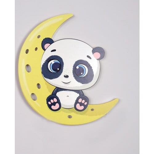 Sitting Panda Moon Wooden Design Lighting Decorative Modern Bedroom Wall Lamps Led Light Night Light 2021 Model 034