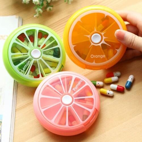 Pill Box Fruit Shaped Vitamin 7 Day Weekly Medicine Pillbox Tablet Storage Case Container Cases Travel Round Health Care
