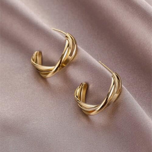 Twist Earrings Cross Knotted Earring Fashion Distortion Interweave Metal Semicircle Geometric Earrings For Women Jewelry Gifts