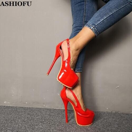 ASHIOFU Handmade Ladies High Heel Pumps Wedding Party Prom Dress Shoes Real Pictures Peep-toe Platform Fashion Dress Court Shoes