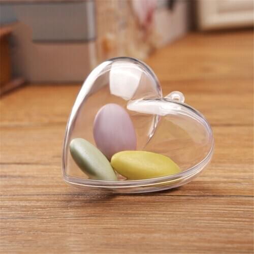 1PCS Candy Box Transparent Plastic Love Heart Shape Ball Clear For Christmas Tree Hanging Festival Decor