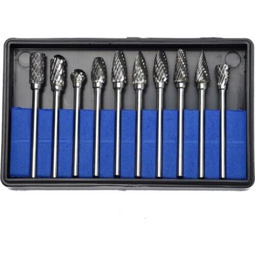 10Pcs/Box Rotary Burrs Metalworking Rotary Files Rotary Burr Bit Set m Shank 6Mm Cutting Head Diameter