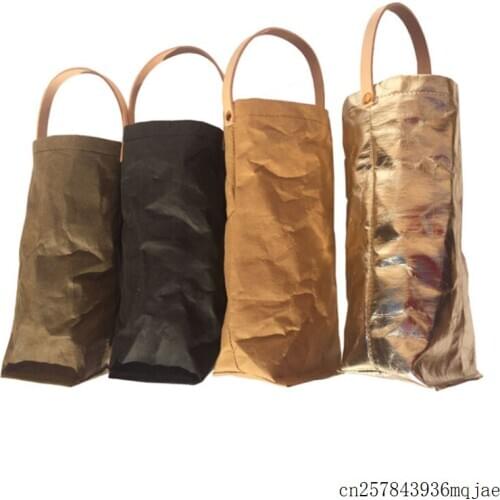 20pcs Wine Bottle Bags Washable Kraft Storage Bags Reusable Washed Kraft Paper Wine Bags Bottle Carrier