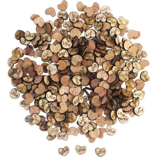 50pcs Rustic Wooden Pattern Love Hearts Shaped Wood Slices Crafts for Wedding Table Scatter Decoration