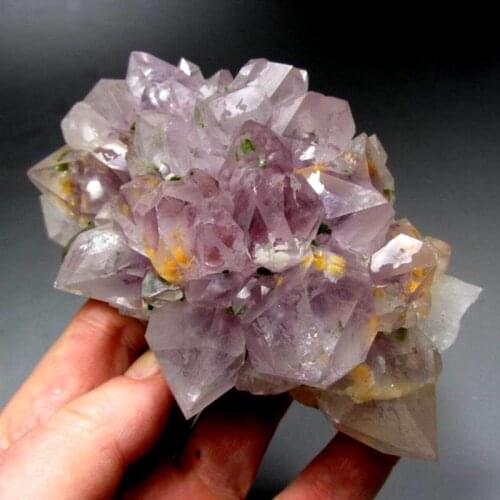514g Multicolor Phantom Quartz Cluster w/ Epidot - crystals and stones healing Mineral specimen Home Decor feng shui decoration