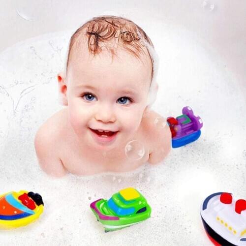 6Pcs Baby Mini Colorful Floating Boat Model PVC Bath Tub Pool Water Play Toy