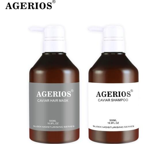 AGeriso Free Shipping Anti Dandruff Treatment Argan Oil Caviar Shampoo And Mask Smoothing Natural Healthy Hair Care Set