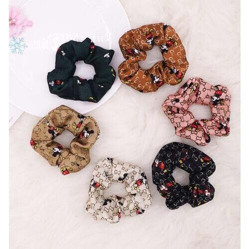 Disney Girl Hair Accessories Mickey Minnie Mouse Large Intestine Hair Rope Exquisite Rubber Band Hair Circle Lady Hair Ring Tie