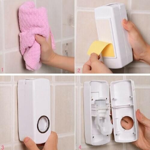 Auto Automatic Toothpaste Dispenser+5 Toothbrush Holder Set Wall Mount Stand New