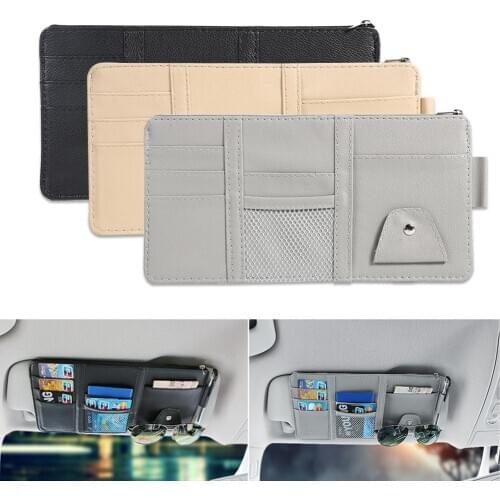 Car Sun Visor Organizer Holder Multifunctional Sunglasses Storage Bag w/ Zipper Easy to Take Without Obstructing Sight