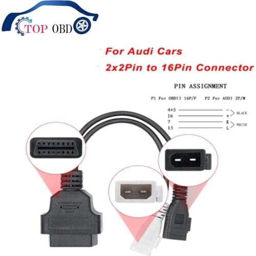 For Audi 2x2 Pin OBD to OBD2 16Pin Connector Adapter ODIS 5054A OBD OBD2 Car Diagnostic Auto OBD2 Extension Cable