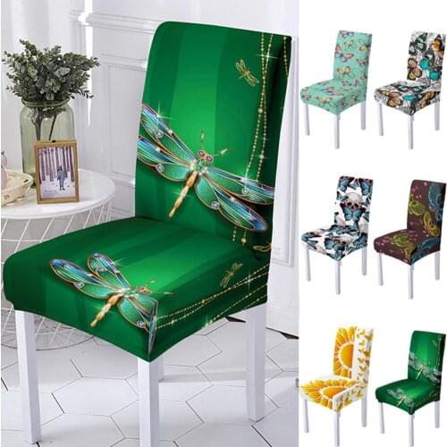 3D Spandex Chair Cover for Dining Room Dragonfly Butterfly Chairs כיסוי לכיסאות Living Room Office Stoelhoes Eetkamerstoel