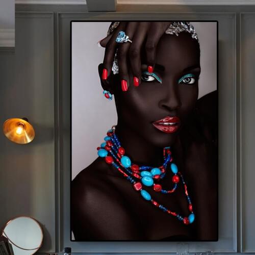 Black Nude African Sexy Woman Lips and Nails Canvas Painting Posters and Prints Scandinavian Wall Art Picture for Living Room
