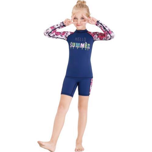 Childs one piece Swimwear back Zipper Elastic Diving Suits Kids Long sleeve Swimsuit Snorkeling Surfing Wetsuits