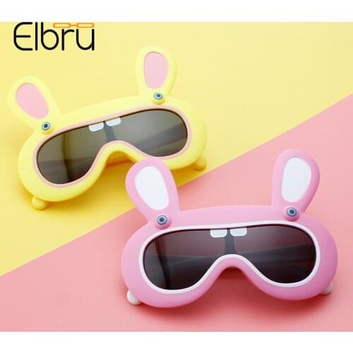 Elbru 2021 Fashion Children Sunglasses Baby Cute Cartoon Rabbit Sunshades New Kids Colorful Eyewear Boys Girls UV400 Sun Glasses