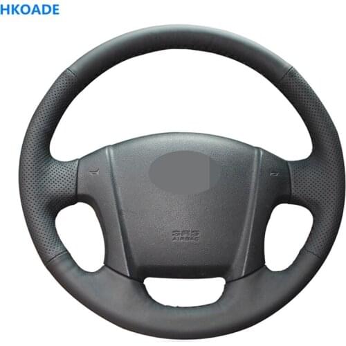 DIY Hand-stitched Black Hige Soft Faux Leather Car Steering Wheel Cover for Kia Sportage 2 2004-2013