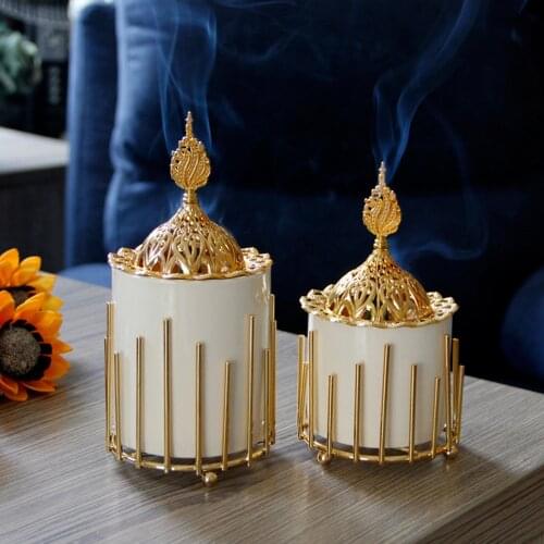 Metal Ceramic Incense Burner Candle Holder Muslim Modern Candlestick Middle East Arabian Home Decor Simple Aromatherapy Burner