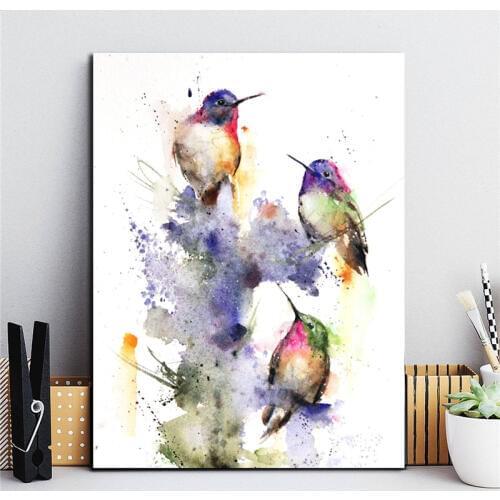 Threes Company Hummingbird Minimalist Watercolor Art Canvas Poster Painting Wall Picture Print Home Bedroom Decoration Artwork