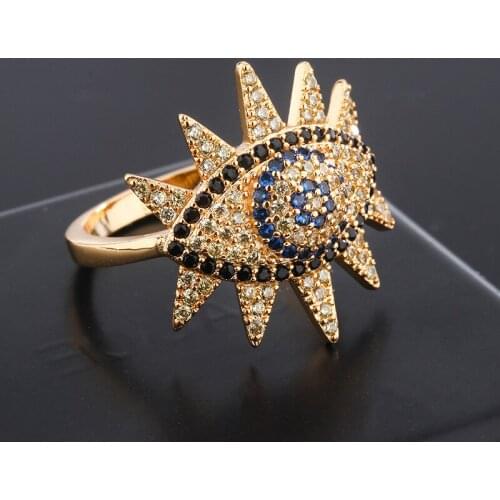 Fashion Womens Ring Summer 2021 Minimalist Copper Inlaid Zircon Demon Eye Jewelry Engagement Wedding Sun Ring For Women Gift