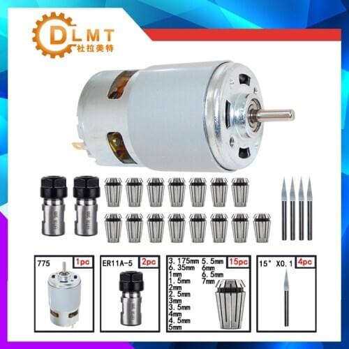 775 Dc Motor 12-36V Kogellager Spindel Motor Met ER11 Verlengstuk Vleesmes Voor Cnc Router machine 1610/ 2417/ 3018