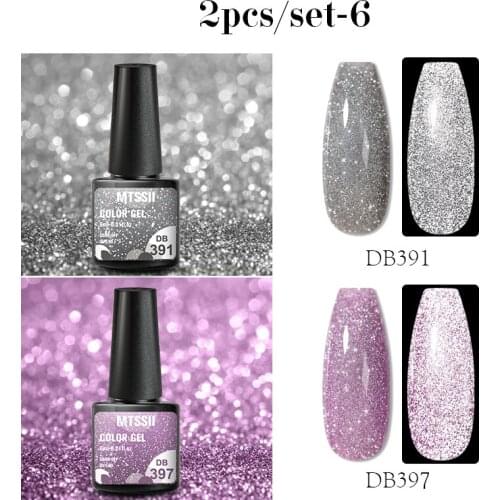 MTSSII Reflective Glitter Gel Starlight Flashy Disco Nail Art Polish Set Soak Off Uv Base Top Gel Manicure Mixed Varnish