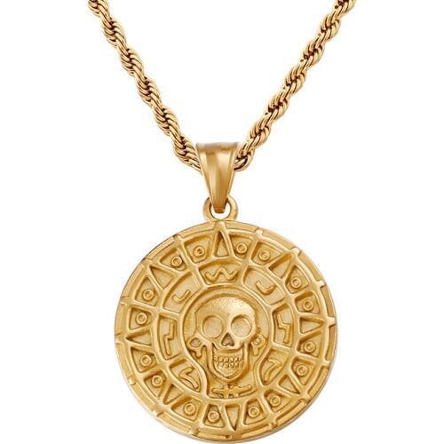 Stainless Steel Mens Taro European and American Punk Jewelry Caribbean Pirate Pendant Ghost Head Accessories