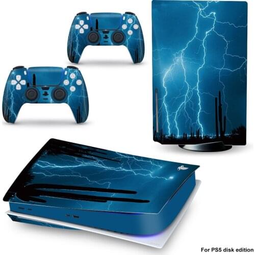 Lightning PS5 Disc Edition Skin Sticker for Playstation 5 Console & 2 Controllers Decal Vinyl Protective Skins Style 1
