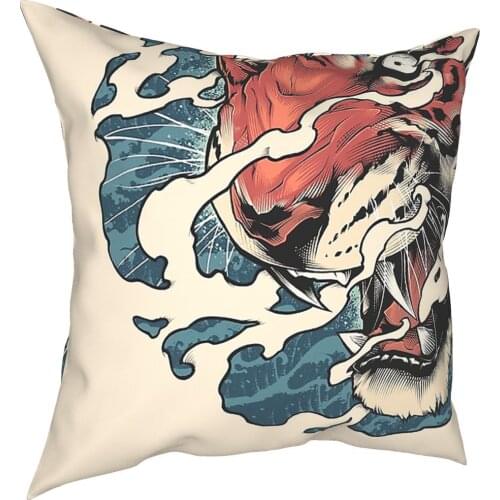 Tora Japanese Tiger Tattoo Pillowcase Home Decor Samurai Oni Hannya Demon Japanese Cushions Throw Pillow for Car