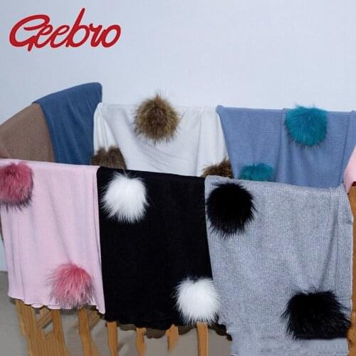 Geebro Newborn Kids Baby Warm Ribbing Swaddling Blanket Travel Sleeping Blanket With 15cm Real Fur Pompom Bedding Swaddles Wrap
